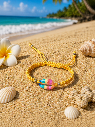 Colourful cowrie shell charm - colourful,