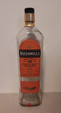 Empty Bushmills Single Malt Irish Whiskey Aged 10 Square Glass Bottle 1 litre