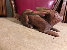 Vintage Folk Art Wooden Hand Carved Rabbit Hare Toy Sculpture EAST ANGLIA
