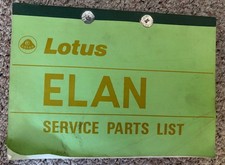 Lotus Elan  Service Parts List