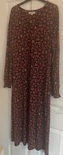 Women’s Oasis Black And Red Floral Midi Dress Size XL (18) 