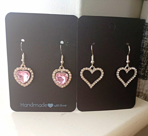 Sparkly pink heart earrings - sparkly,