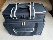 Luxury Navy with White Striped Canvas Fitted Picnic Hamper, Cool Bag and wheels