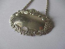 Port decannter label sterling silver  hallmarked 1998 - 10.3 grams