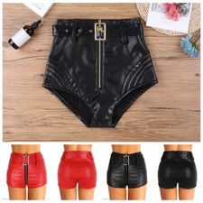 Sexy Women PU Leather Booty Shorts Hot Panties Rave Dance Club Briefs +Belt UK