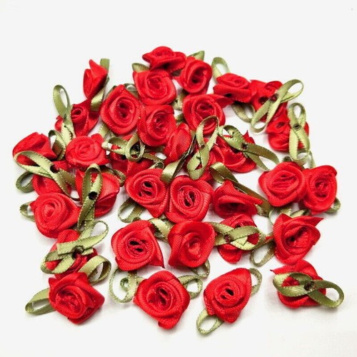 Small mini satin ribbon rose - small,