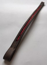 Brown Plain Leather Red Crystal Bling Sparkly Browband Pony 13.75” 5/8” Wide 103