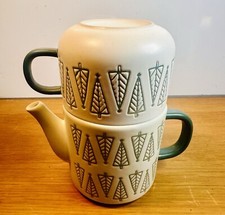 Habitat Christmas Trees Teapot & Mug For One  White Green Perfect Xmas Present