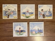 Rare Carter & Co Poole Pottery ceramic tiles - Dutch scenes hand painted