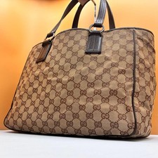 GUCCI GG Canvas Tote Bag Brown