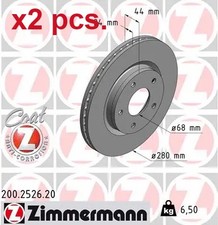 X2 PCS FRONT BRAKE DISC ROTOS X2 PCS SET 200.2526.20 ZIMMERMANN I