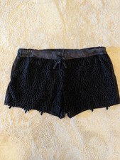 Lovely Black Crochet-Front Tie Waist Shorts PRIMARK Size 16