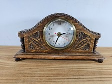 Vintage Wooden Mantle Clock Carved Case, Ornate Design
