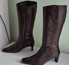 LEA FOSCATI   Brown Soft Leather Knee Zip Boots -  size 41 / 7,5 - 8 UK