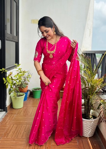 Pure chinnon silk saree with - pure,
