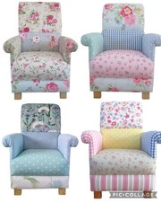 Adult Armchairs in Patchwork Fabrics Pink Accent Ochre Chairs Blue Gingham Small