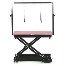 Pedigroom Electric Dog Grooming Table Black Frame Pink Top With H Bar Pink