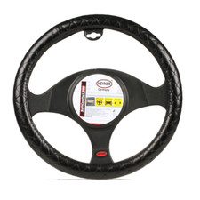 Steering Wheel Cover 37-39Cm Black Comfort Grip Car Van Leather Look 602000