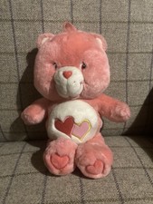 Care Bear “Lots of Love Bear” Two Hearts 11 Inch Plush Sitting EUC 2003