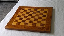 LARGE VINTAGE BURR WALNUT CHESS BOARD 15” - 34mm Squares Table Top