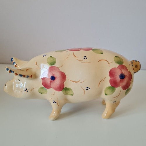 Large ceramic floral pig - ceramic, .
