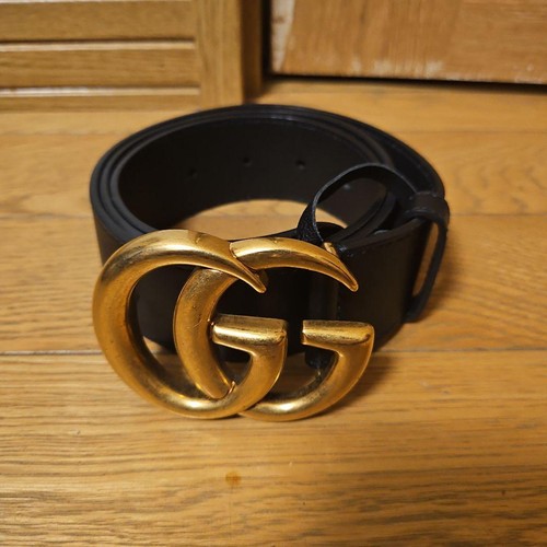 Gucci black leather belt - leather,