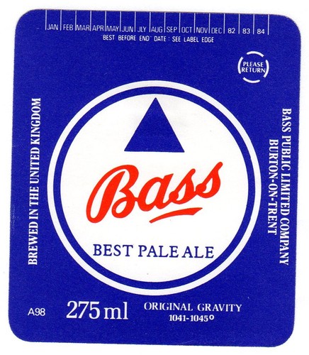 Beer label bass brewers - label:,