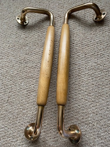 Pair wood and brass - pair,