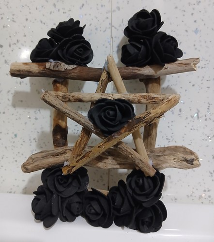 Driftwood pentagram ornament - driftwood,