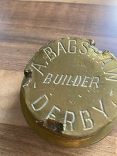 Brass Cart Wheel Vintage Hub Cap - A .Bagshaw  Builder Derby