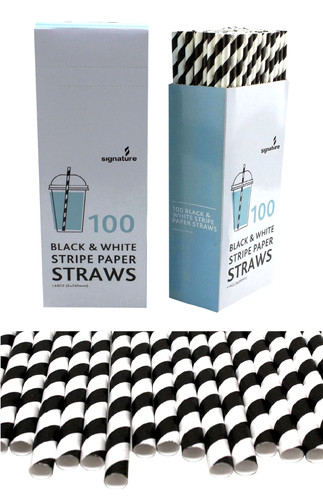 100 paper straws black - paper,