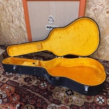 Vintage 1960s 1970s Made Japan Yellow Lined Acoustic Guitar Hard Case OHSC MIJ