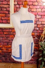 Vintage Bib Apron White Blue