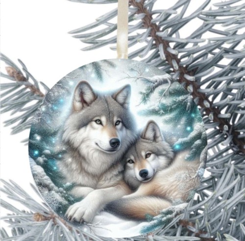 Wolf hanging bauble decoration - hanging,