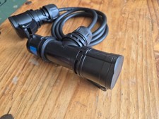 16 Amp PCE IP44 Black Ceeform T-split - Male plug 2x Female socket