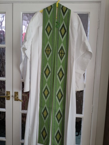 Clergy stole green white - clergy,