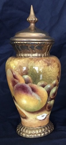 Handpainted lidded fruit - handpainted, vase