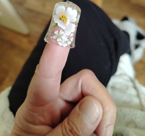Hand painted glass thimble - hand,