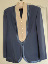 VINTAGE TOM BOWKER FOR COTERIE BLUE BEIGE SPECIAL OCCASION JACKET SIZE 14