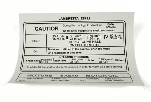 Lambretta sticker running in - sticker,