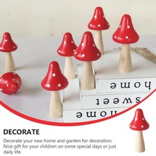 10Pcs Wooden Mushroom Decors Lovely Yard Bonsai Adornment Home Ornaments