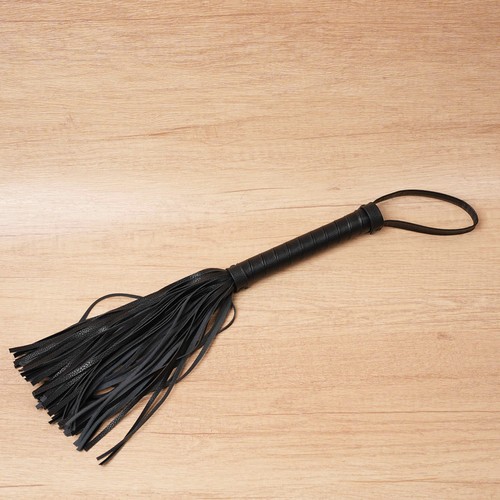 Black whip spanking leather - black, pu
