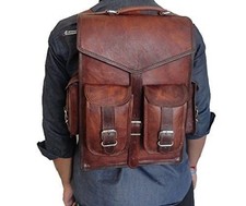 Vintage Backpack Leather Bag Rucksack Laptop Genuine Satchel Brown Men's Travel
