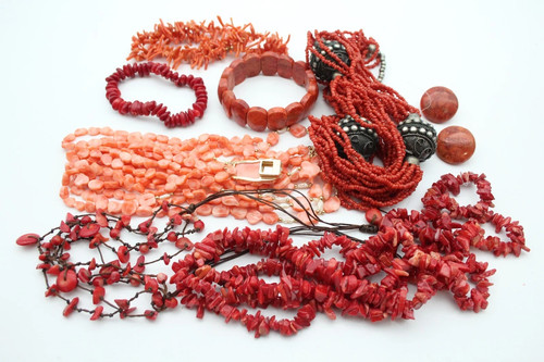 Coral jewellery carved rose - coral,