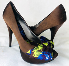 Shoes High Heels Brown Open Toe UK Size 6 Black Gardenia Used