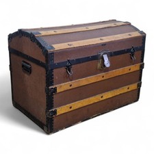 Antique vintage dome top travel trunk - blanket box - storage chest