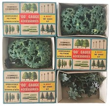 3x Vintage Merit Railway OO Accessories Alder & Fir Trees Kit 5049 5050 Boxed