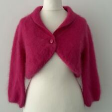 Monsoon Angora shrug size 12 bright hot pink bolero cropped cardigan fluffy