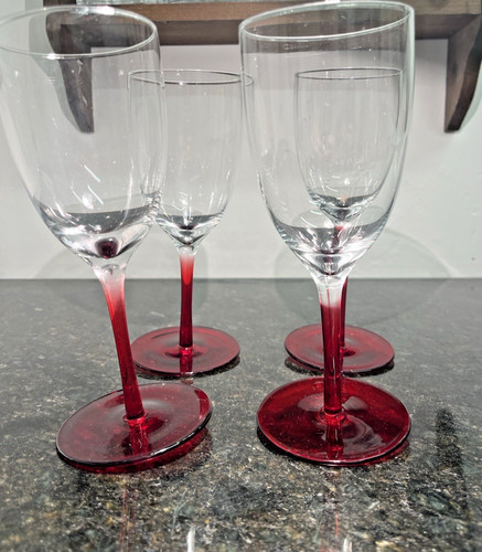 Red stem wine glasses - red,
