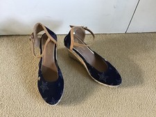 Womens Wrangler navy blue wedge heel sling back ankle strap shoes-size 5 NEW